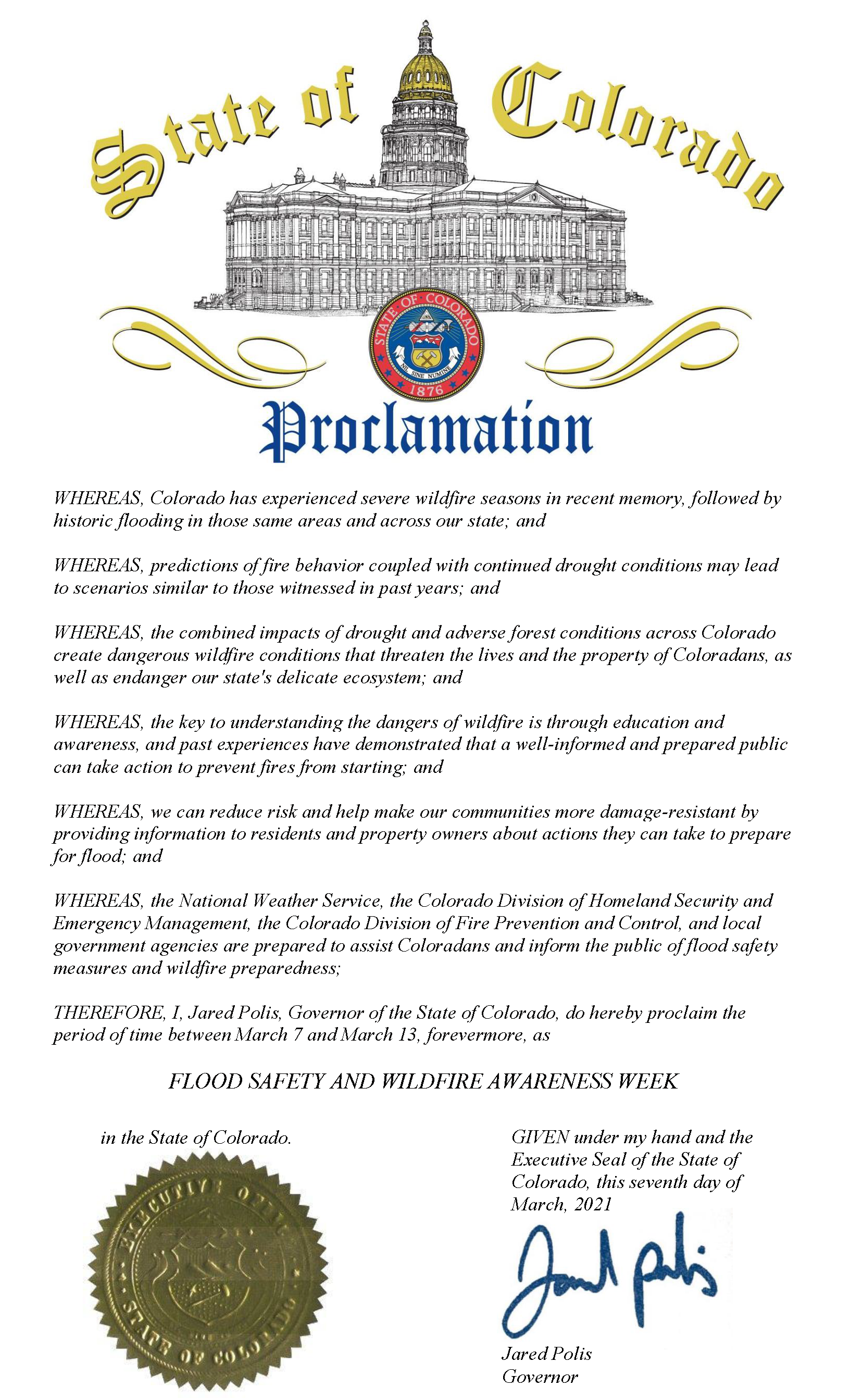 State of Colorado Proclamation document